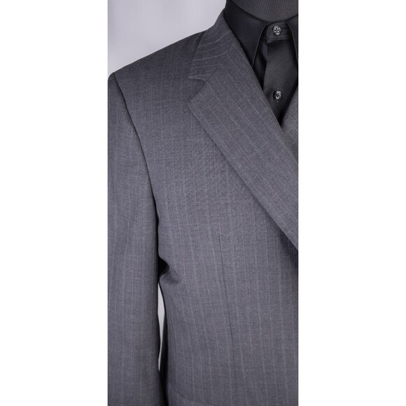 Hickey Freeman Mens 48L 2buttn  Gray Wool Blazer Sport Coat Suit Jacket Striped - Picture 5 of 14